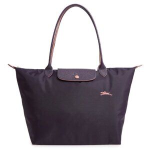 Longchamp Le Pliage Club Large.  Bilberry Purple with Pink accents.